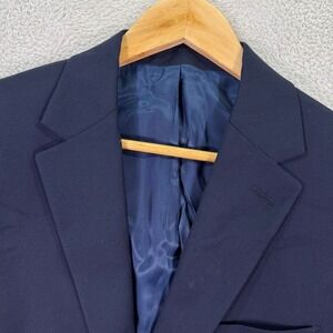 HSM Hart Schaffner‎ Marx Navy Wool Stretch Blazer Jacket Mens 39R Casual Preppy